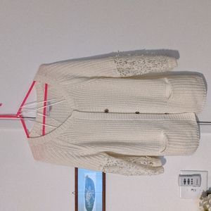 Lauren Conrad knit sweater, lace sleeves, size L